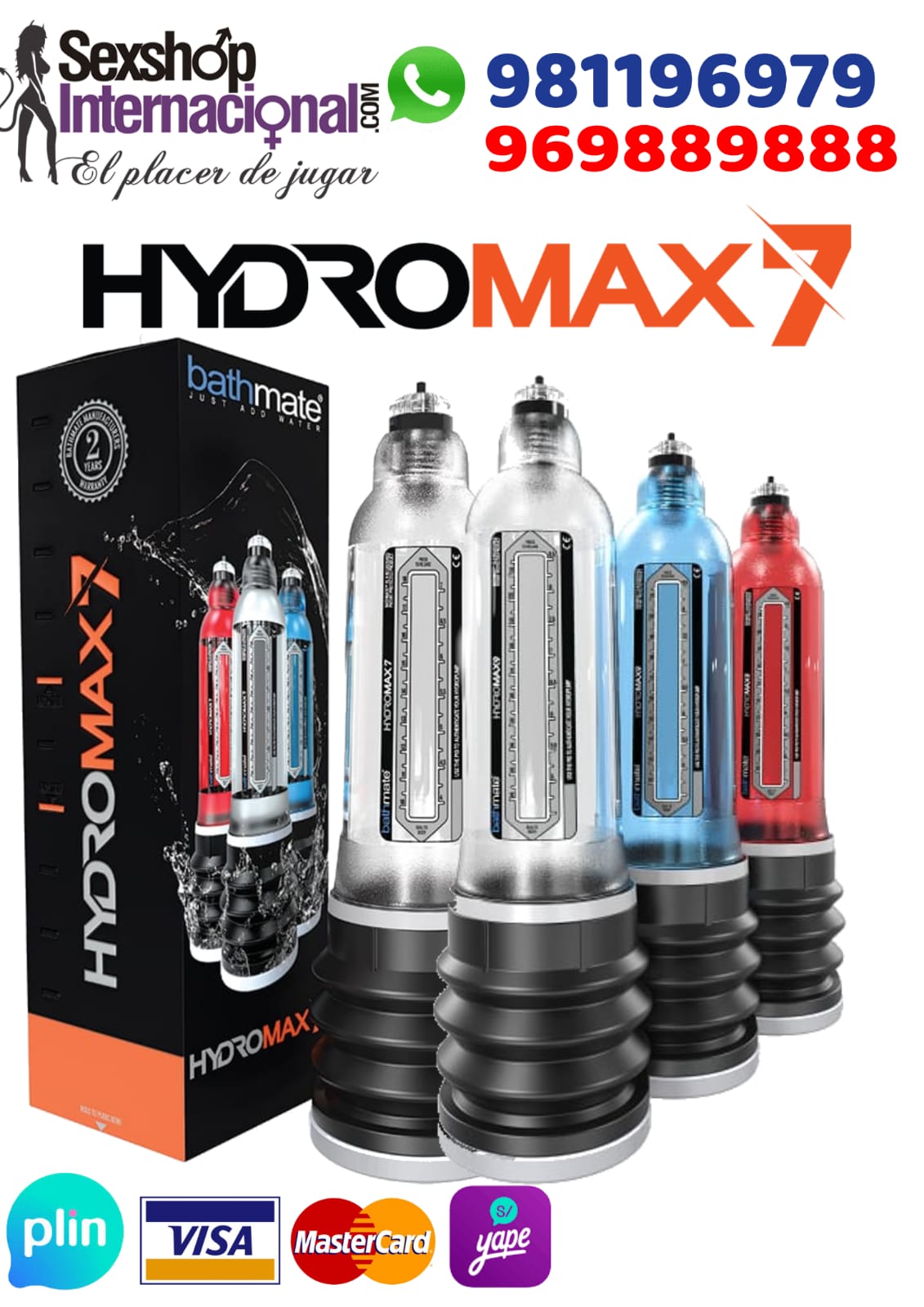 BOMBA DE VACIO- DESARROLLO VIRIL-HIDROMAX7-SEXSHOP MIRAFLORES 981196979 